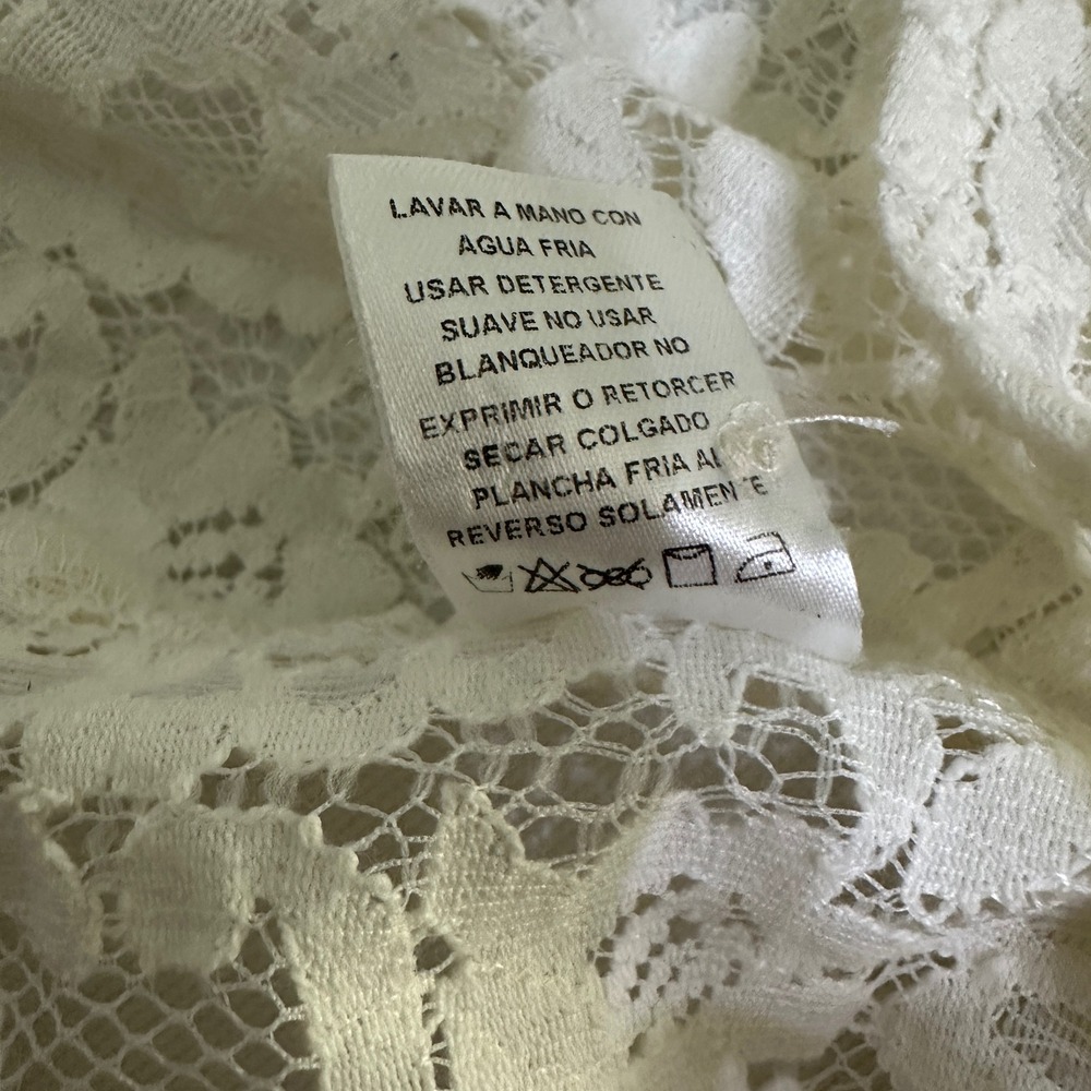 Stetson Lace Western Shirt Womens L Cream Ruffle Coastal Cowgirl Victorian Boho - Picture 10 of 12